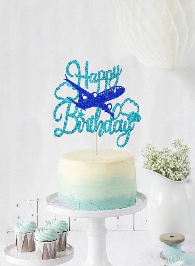 Confetti! Happy Birthday Glitter Airplane Cake Topper | Airplane Birthday Party Decorations | Adventure Awaits | Boys Girls Men | Plane Travel Airman Theme | Kids Birthday Baby Shower Party - Image 4